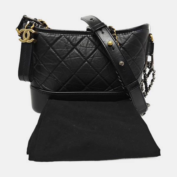 GABRIELLE Small Quilted Vintage Calf Black