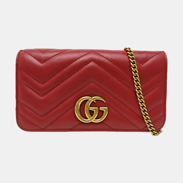 GG Marmont Super Mini Quilted Calfskin Red