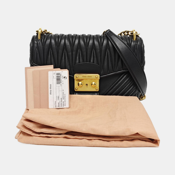 Miu Confidential Quilted Lambskin Black