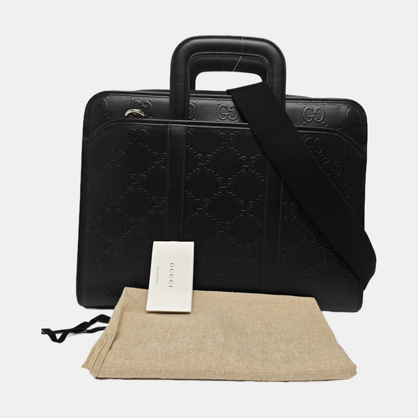 Monogram Calfskin Shoulder Bag Black