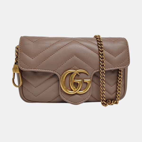 GG Marmont Mini Quilted Calfskin Beige