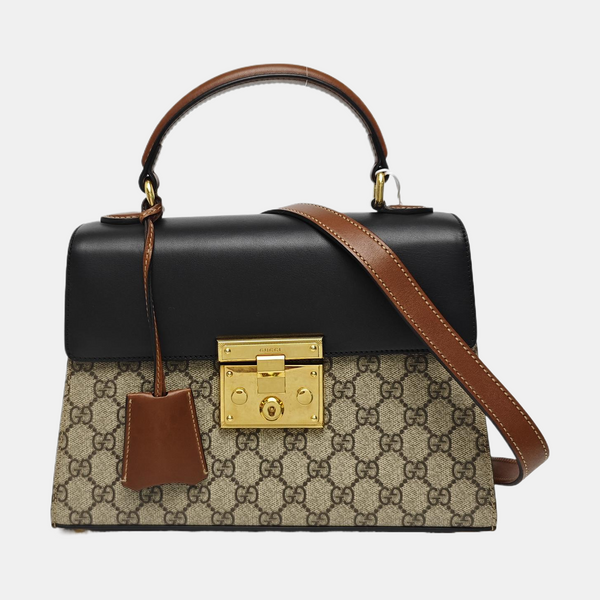 Padlock Small Monogram Coated Canvas Beige