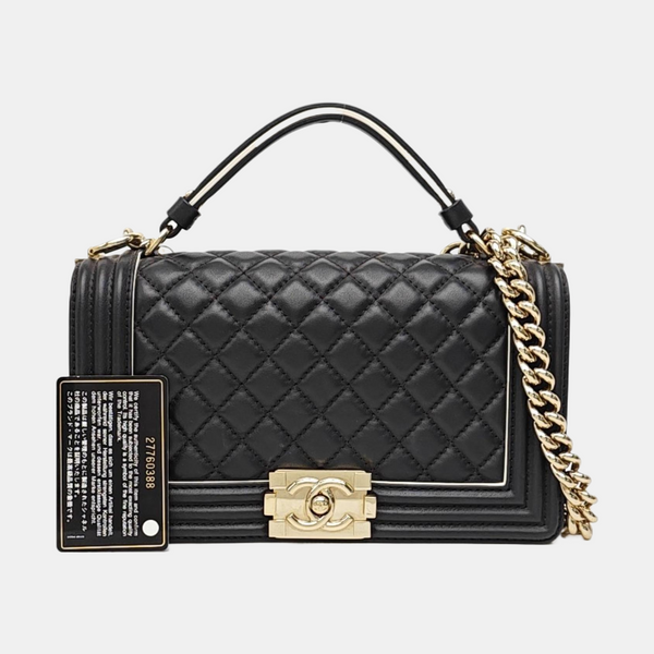 BOY CHANEL Medium Quilted Calfskin Black