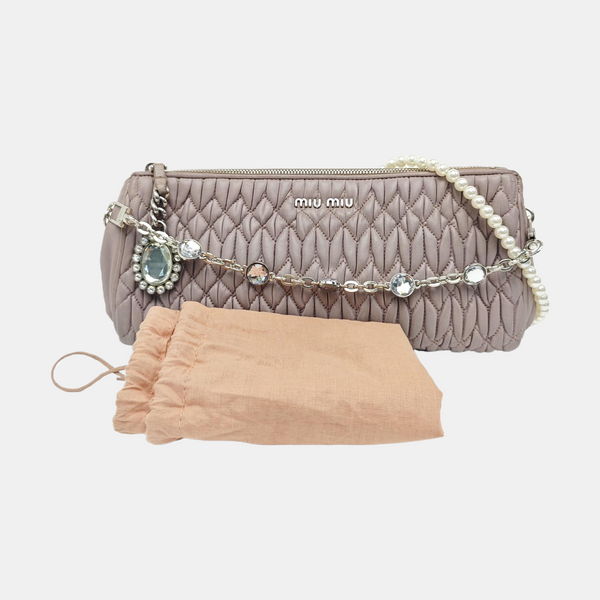 Quilted Lambskin Top Handle Bag Purple
