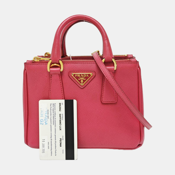 Authenticated pre-owned Galleria Super Mini Saffiano Calfskin Pink - Tote Bag at Looply