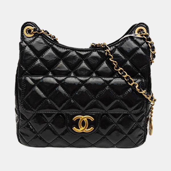 23C HOBO Medium Quilted Calfskin Black