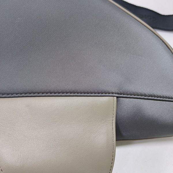 Authenticated pre-owned Saddle Calfskin Gray - Crossbody Bag at Looply