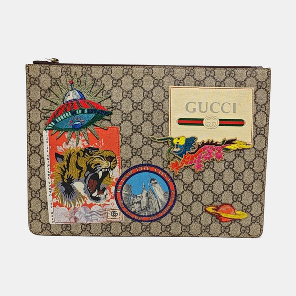 Monogram Coated Canvas Clutch Beige