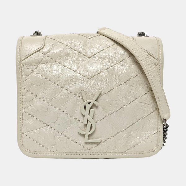 NIKI Mini Chevron Calfskin White