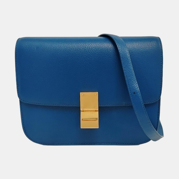 Authenticated pre-owned CLASSIC BOX Lambskin Blue - Shoulder Bag at Looply