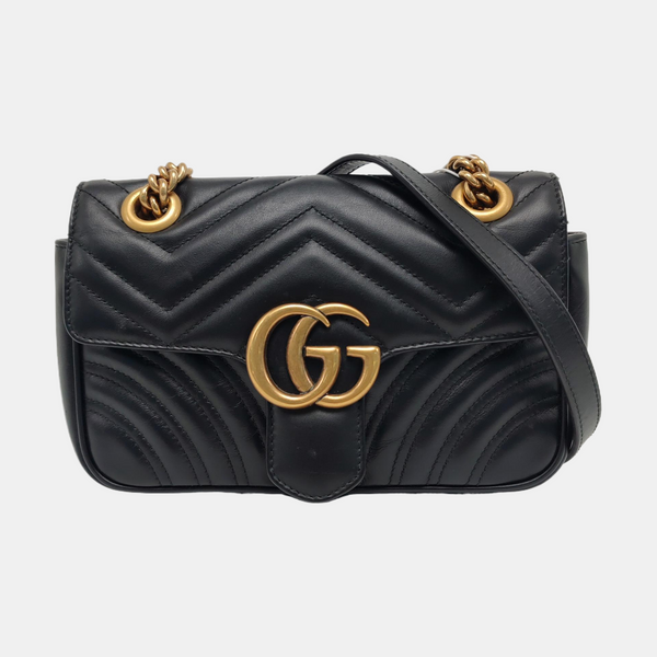 GG Marmont Small Quilted Calfskin Black