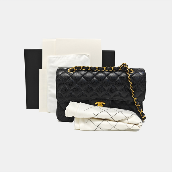 CLASSIC FLAP Small Quilted Grained Calfskin Black
