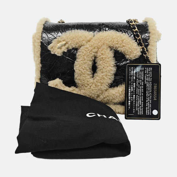 SHEARLING CC MANIA Lambskin Black