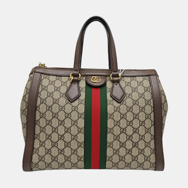 Ophidia Medium Monogram Coated Canvas Beige