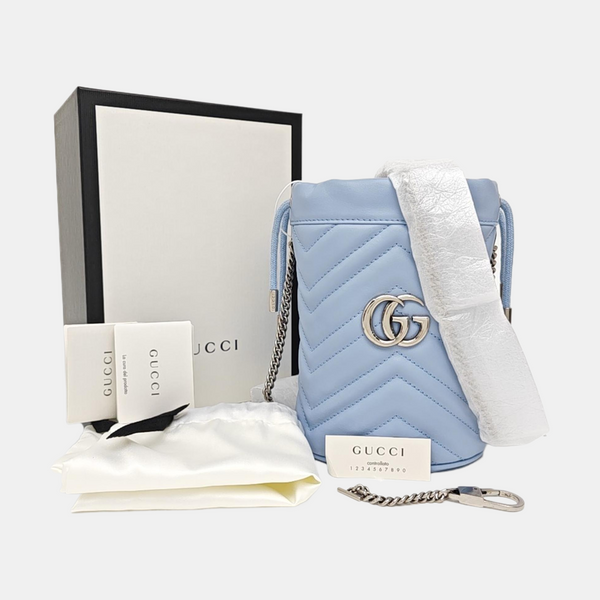 GG Marmont Mini Quilted Calfskin Blue