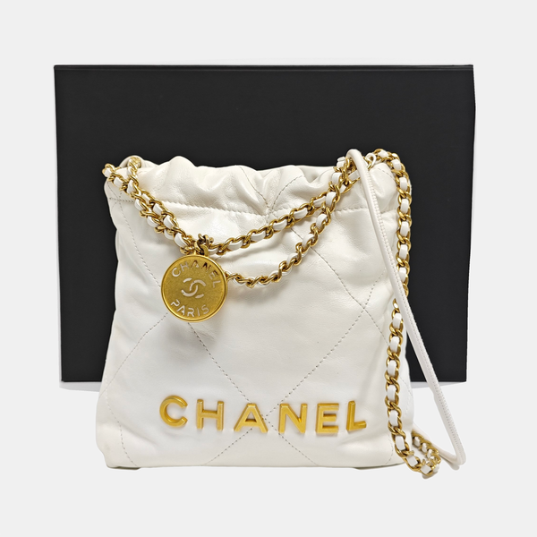 CHANEL 22 Mini Quilted Calfskin White