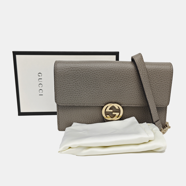 Interlocking G Small Calfskin Gray