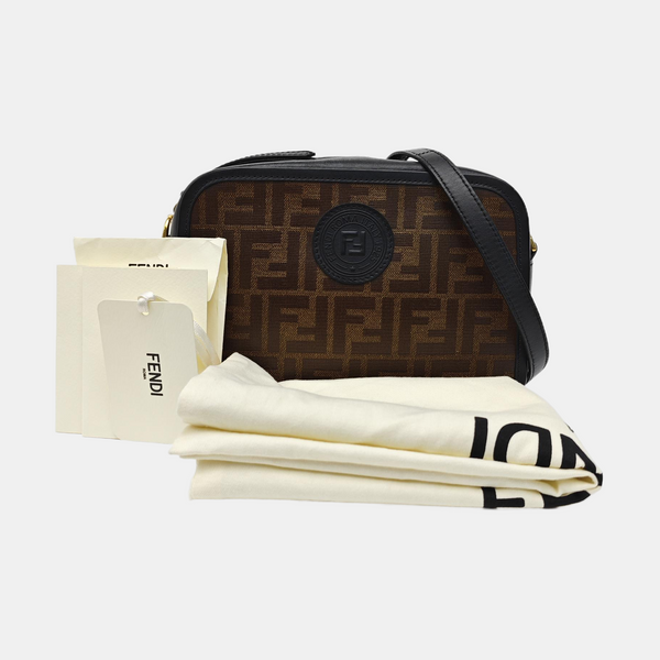 Coated Canvas Shoulder Bag Brown