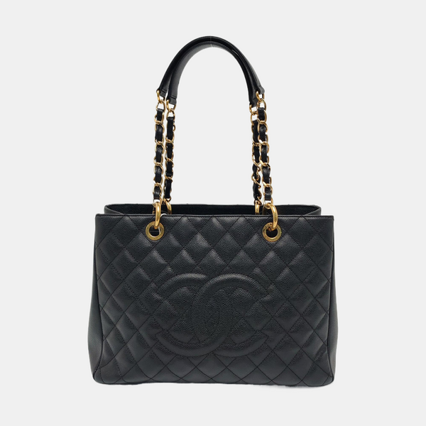 CHANEL GST Large Quilted Grained Calfskin Black