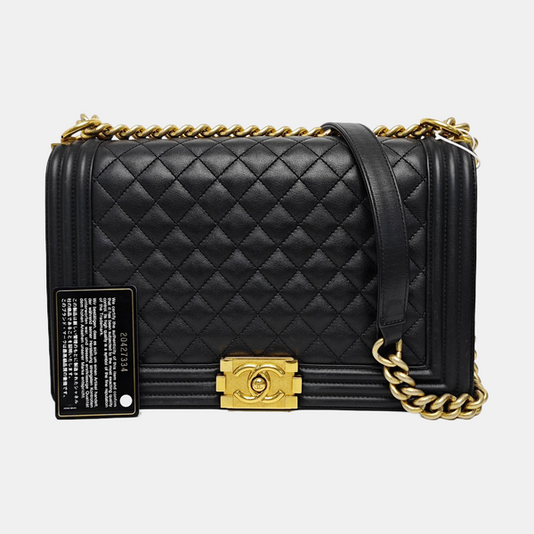 BOY CHANEL Large Quilted Calfskin Black