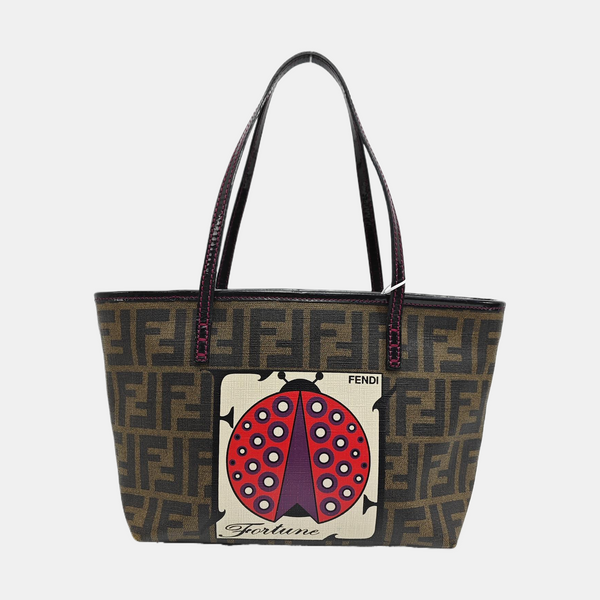 Coated Canvas Top Handle Bag Brown