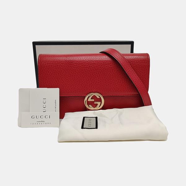 Interlocking G Small Calfskin Red