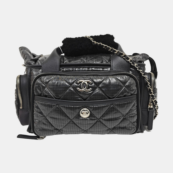Quilted Nylon Shoulder Bag Gray