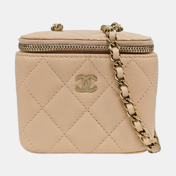 VANITY CASE Mini Grained Calfskin Beige