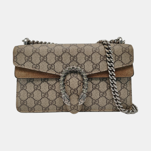 Dionysus Small Monogram Coated Canvas Beige