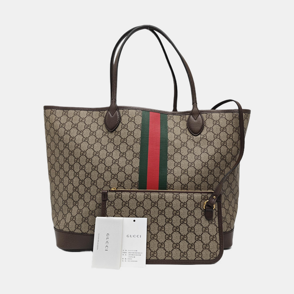 Monogram Coated Canvas Tote Bag Large Beige