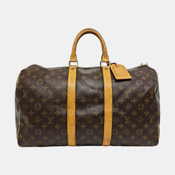 KEEPALL 45 Monogram Coated Canvas Brown