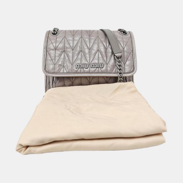 Quilted Calfskin Shoulder Bag Gray