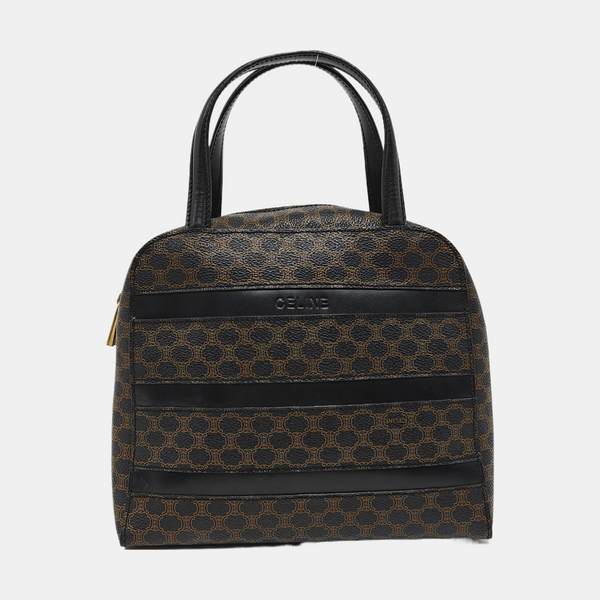 Coated Canvas Top Handle Bag Brown