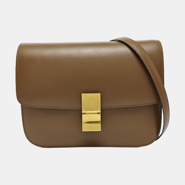 Authenticated pre-owned CLASSIC BOX Medium Calfskin Brown - Shoulder Bag at Looply