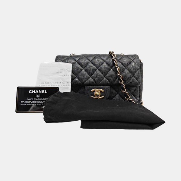 CLASSIC FLAP Mini Quilted Grained Calfskin Gray