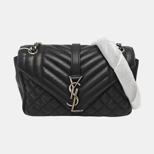 Chevron Lambskin Shoulder Bag Black