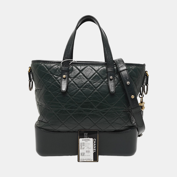 GABRIELLE Medium Quilted Calfskin Green