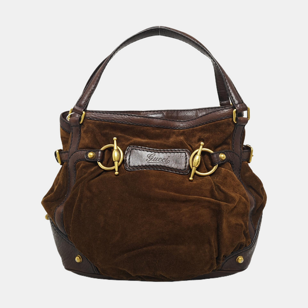 Suede Top Handle Bag Brown