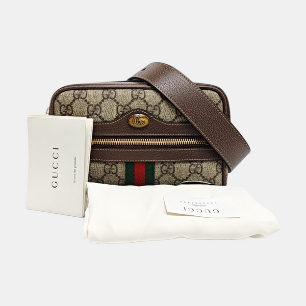 Ophidia Small Monogram Coated Canvas Beige