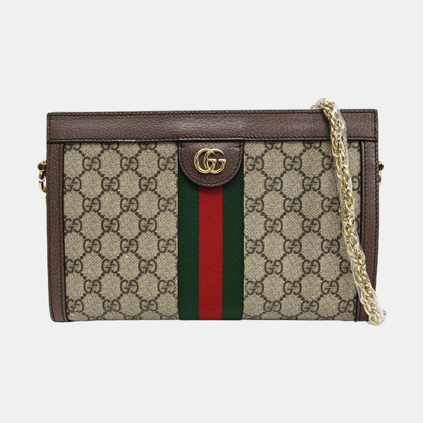Ophidia Small Monogram Coated Canvas Beige