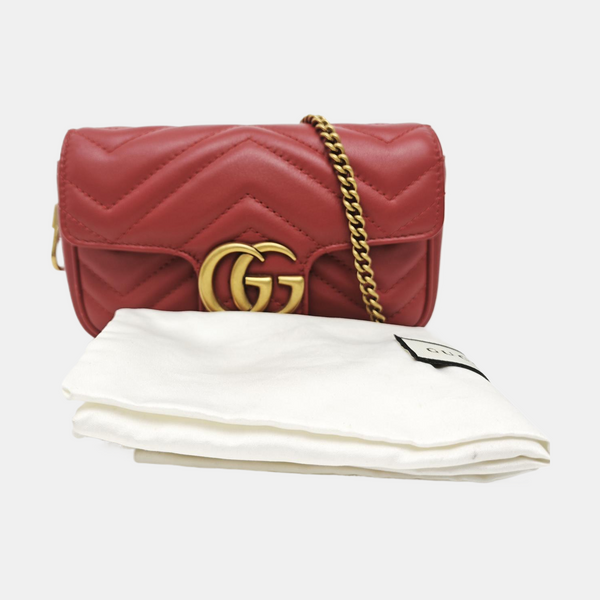 GG Marmont Mini Quilted Calfskin Red