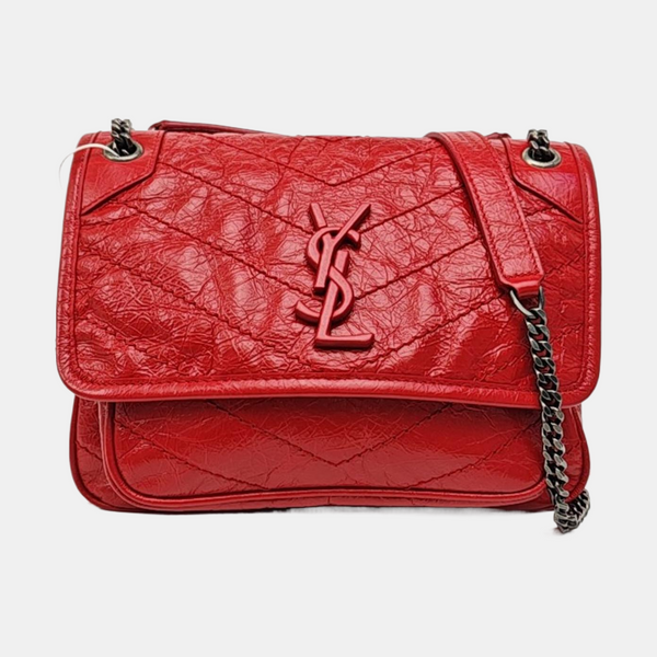 NIKI Small Chevron Calfskin Red