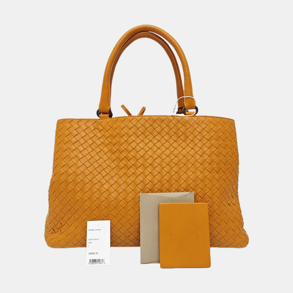 Lambskin Top Handle Bag Orange