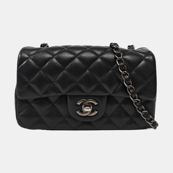 CLASSIC FLAP Mini Quilted Grained Calfskin Black