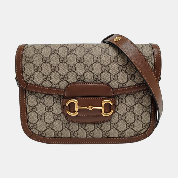 Horsebit 1955 Medium Monogram Coated Canvas Beige