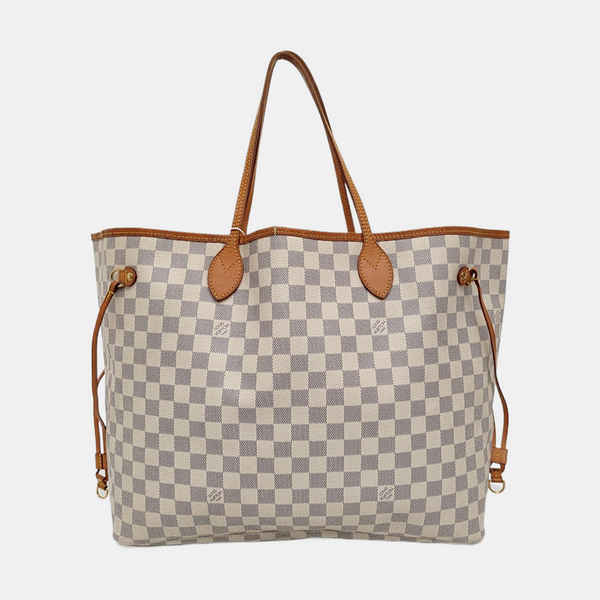 NEVERFULL GM Damier Azur Coated Canvas White