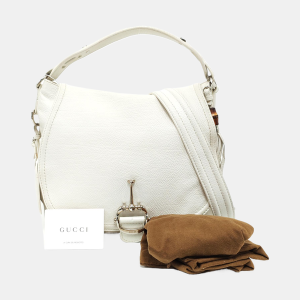 Horsebit Chain Large Calfskin White