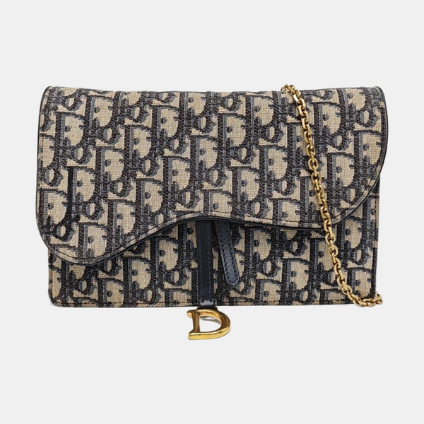 Authenticated pre-owned Saddle Medium Monogram Canvas Blue - Shoulder Bag at Looply