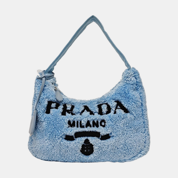 Authenticated pre-owned Re-Edition2000 Mini Terry Cloth Blue - Top Handle Bag at Looply