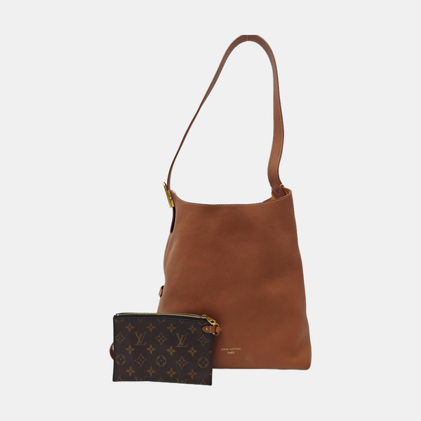 LOW KEY HOBO MM Monogram Calfskin Brown